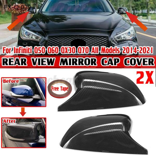 FX-O-039: Ox Horn Rear View Mirror Cover Trim for Infiniti Q50 Q60 Q70 QX30   |   英菲尼迪Q50 Q60 Q70 QX30